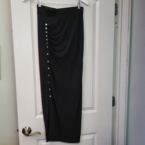 All Saints ruched snapped maxi skirt black 6 S